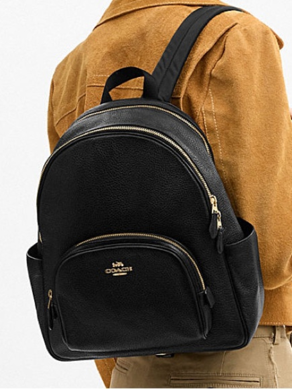 PRE LOVED Coach Court Black Pebbled Leather Backpack